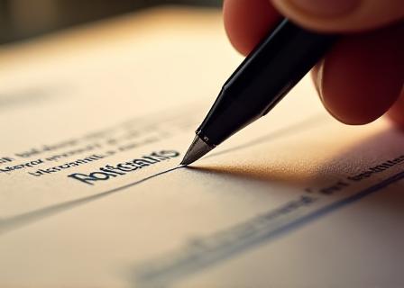 Close up of a legal document highlighting notification periods